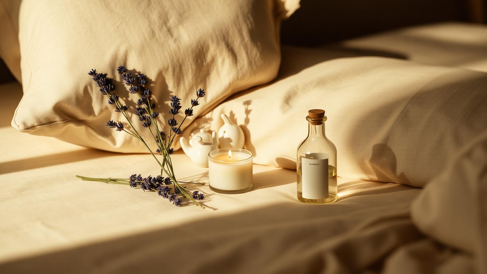 Ritual nocturno de descanso con lavanda y luz cálida para dormir mejor de forma natural